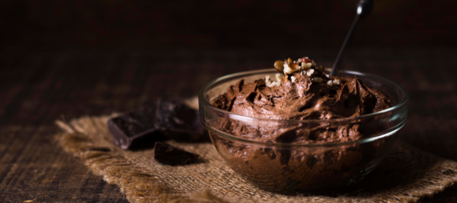 Taça de Mousse de chocolate sem açúcar