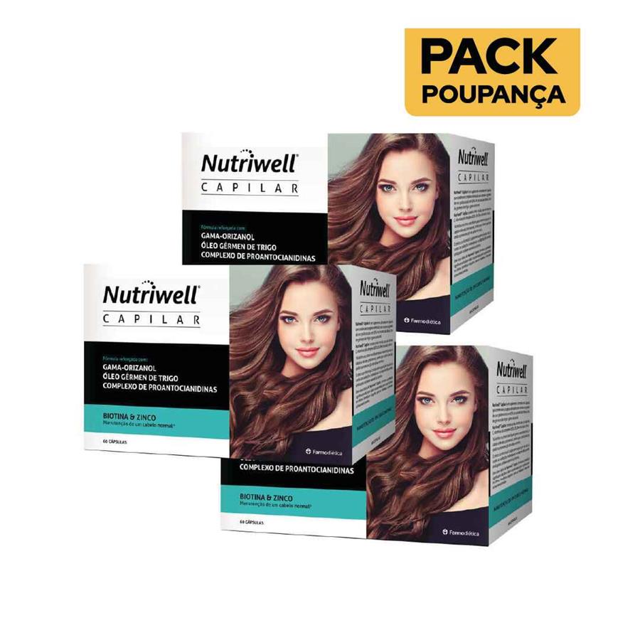 Farmodiética Nutriwell Capilar 60 Cápsulas - Pack de 3