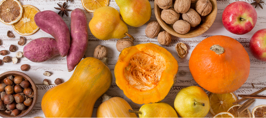 Legumes e fruta do inverno