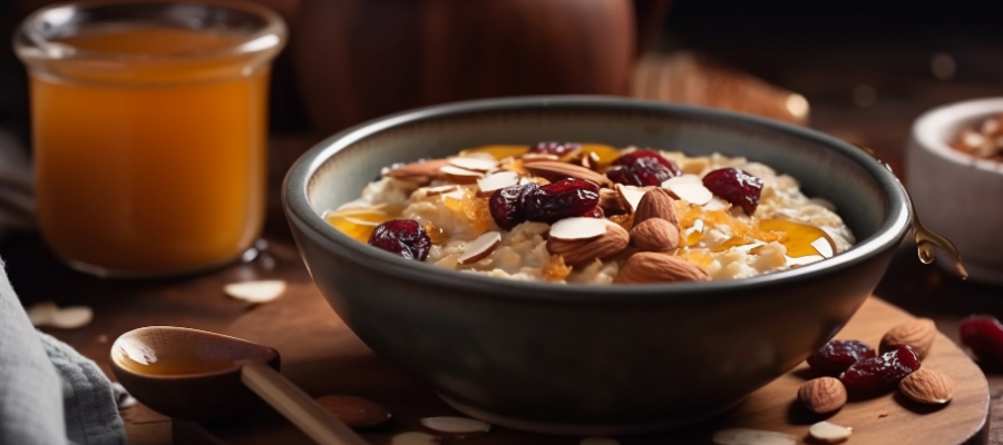 Papas de aveia com banana e especiarias