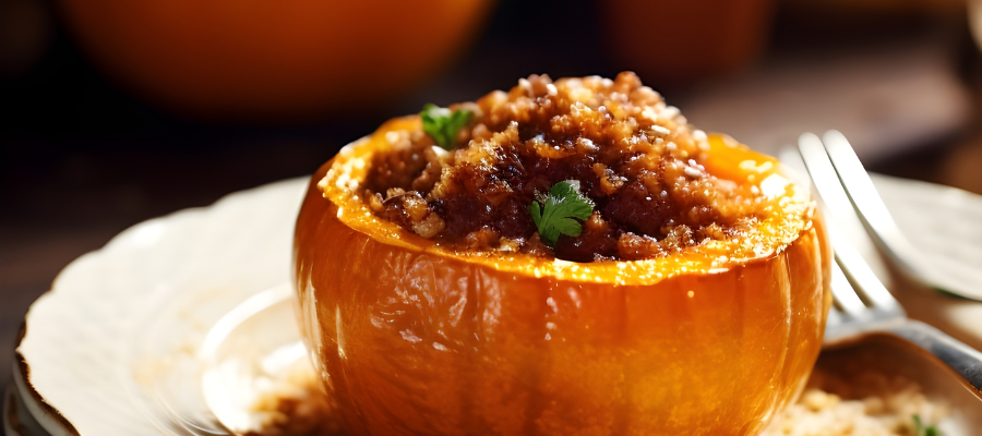 Abóbora manteiga recheada