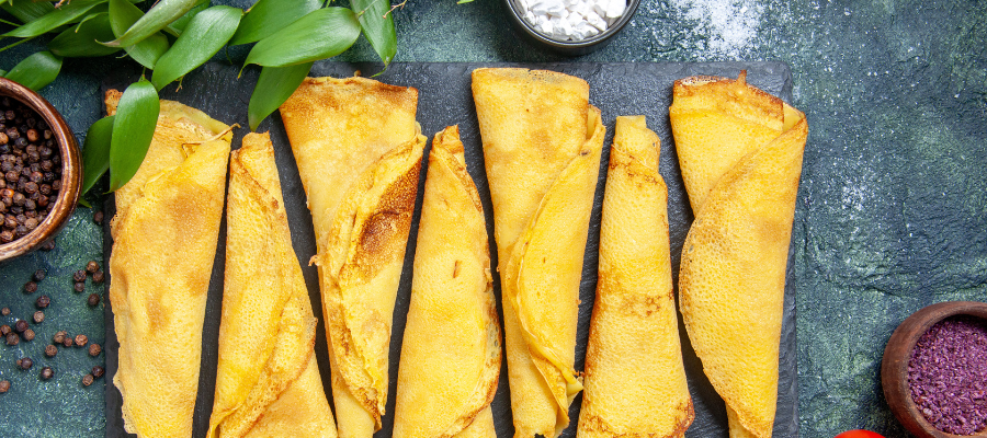 Crepioca com queijo e orégãos