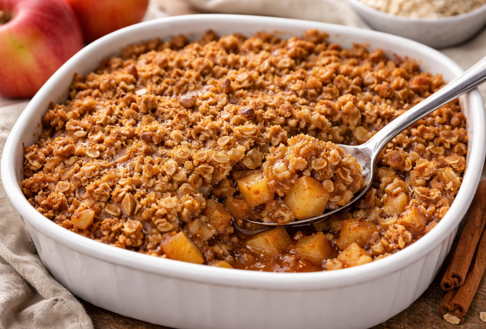 Travessa com crumble de maçã