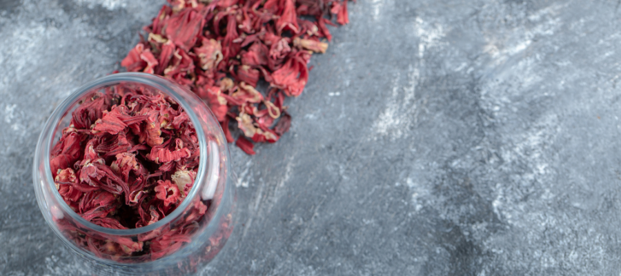 pequeno copo com plantas de hibisco