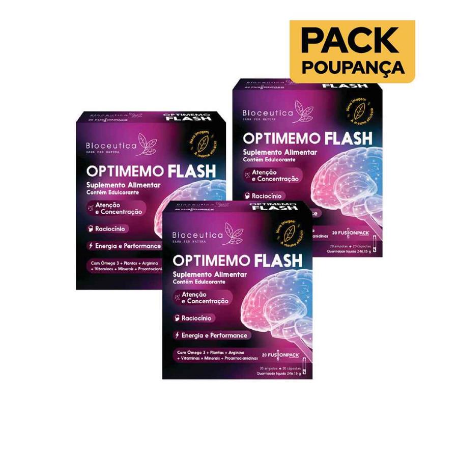 Bioceutica Optimemo Flash 20 Ampolas + 20 Cápsulas - Pack de 3