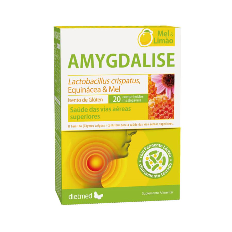 Dietmed Amygdalise Mel & Limão 20 Comprimidos Mastigáveis - imagem principal