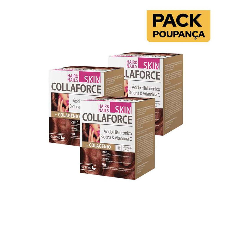 Dietmed Collaforce Skin Hair & Nails 20 Ampolas - Pack de 3