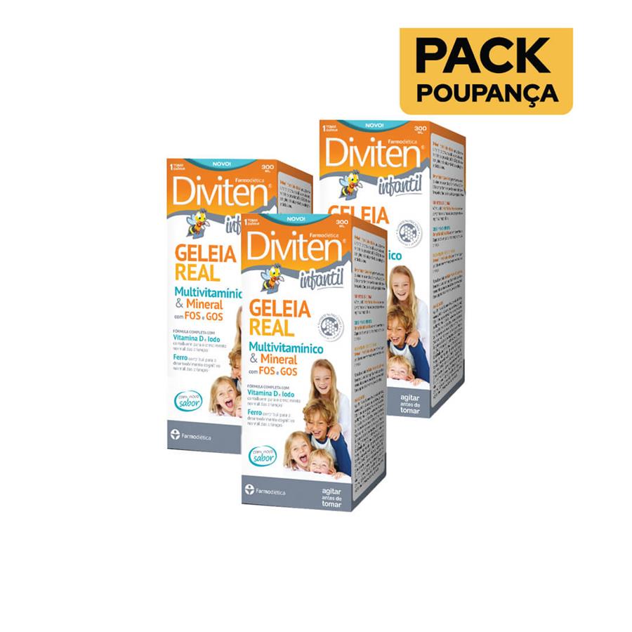 Farmodiética Diviten Infantil Geleia Real Xarope 300ml - Pack de 3