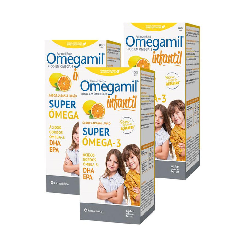 Farmodiética Omegamil Infantil Laranja-Limão Xarope 100ml - Pack de 3