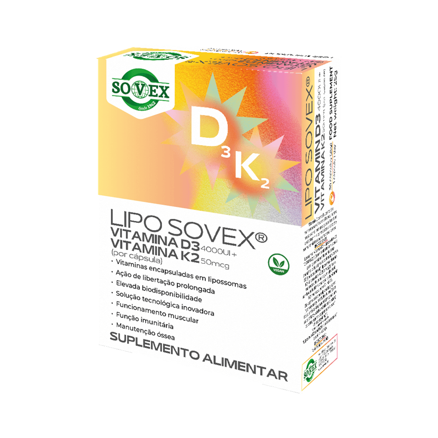 LipoSovex Vitamina D3 4000 UI + K2 50 mcg 30 Cápsulas