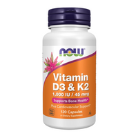 Now Vitamin D-3 & K-2 1000 IU/45 mcg 120 Cápsulas Vegetais