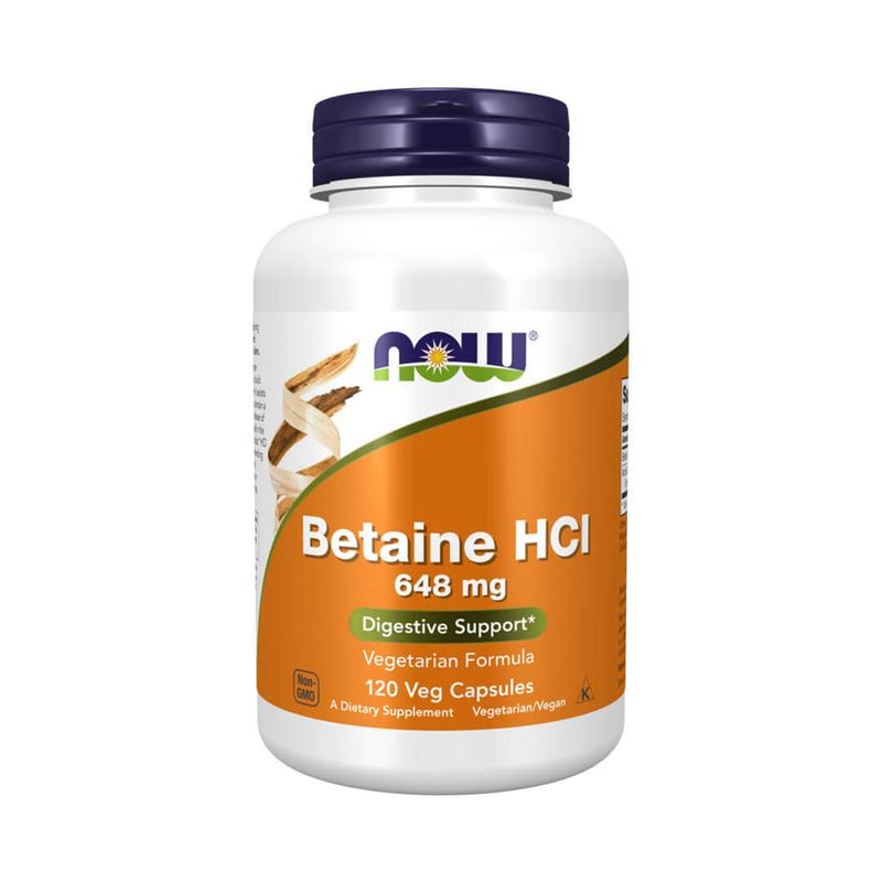 Now Betaine HCl 648mg 120 Cápsulas